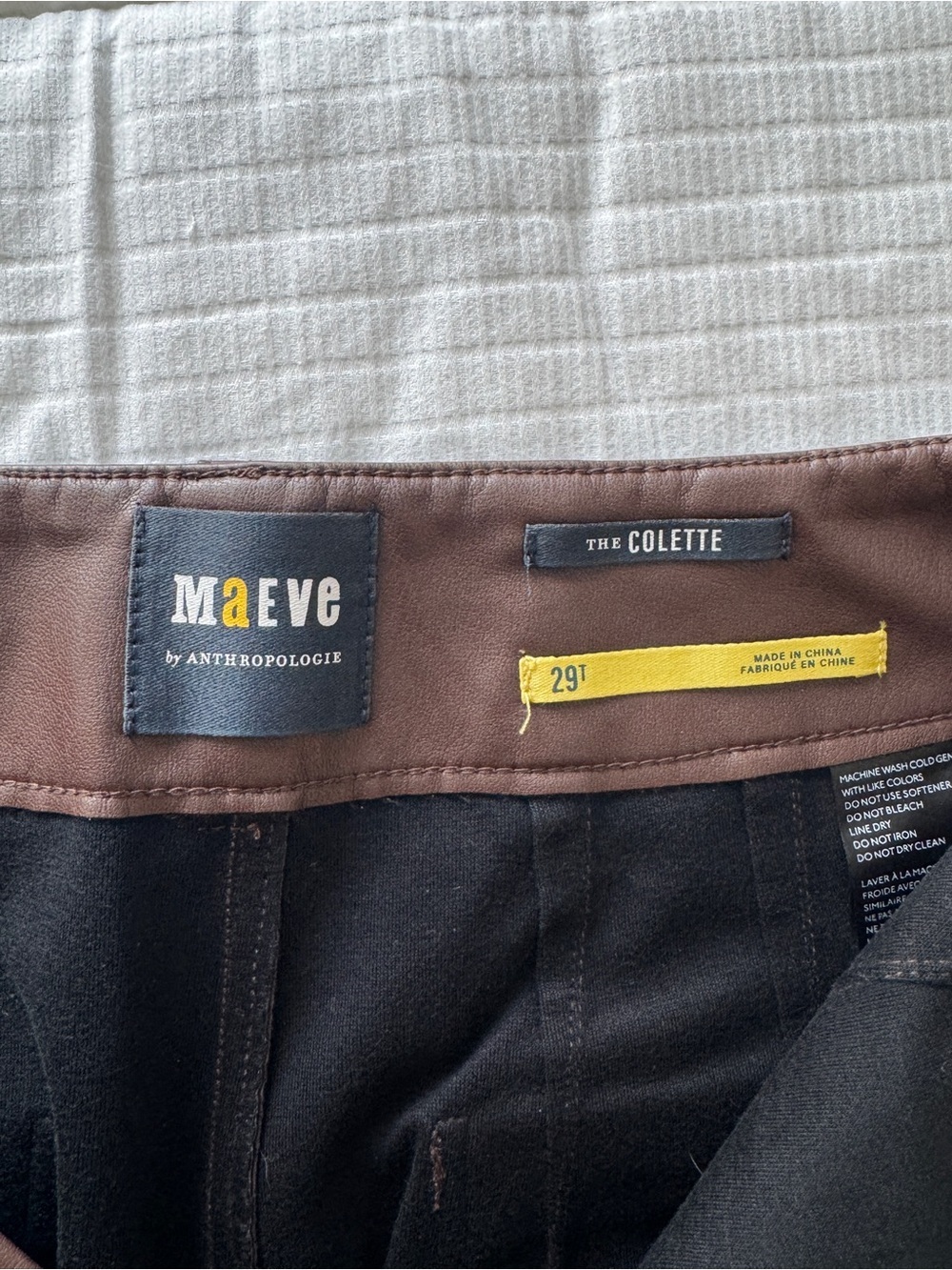 Maeve Anthropologie brown faux leather wide leg cropped pants, size 29T - Picture 8 of 9